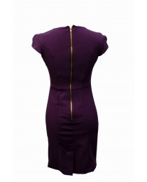 Dark Purple Short Sleeved Work Dress